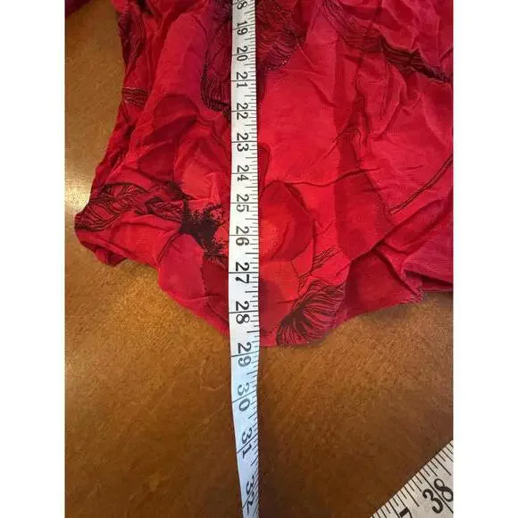 Chico's Red Floral Rayon Blouse Size 3 - Picture 6 of 7